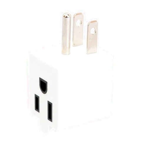 Plugrand 90 Degree Adapter Right Angled Downward Angled USA 3-Prong Male-Female Adapter,90 Degree Angled USA Male Female Power Adapter, 5-15P to 5-15R Direction Changer Space Save Adapter White PA-0170DW