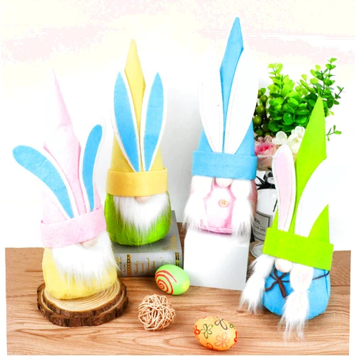 JOYIN 4 Pcs Easter Gnome Faceless Plush Bunny Gnomes for Easter Theme Party Favor, Easter Eggs Hunt, Basket Stuffers Filler, Classroom Prize Supplies