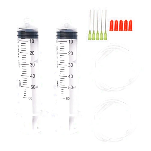 SKYPRO 14 Pcs - 50ml Syringes with 14ga Blunt Tip Needles With Syringe Caps and Transparent Tube for Refilling and Measuring Liquids, Oil or Glue Applicator