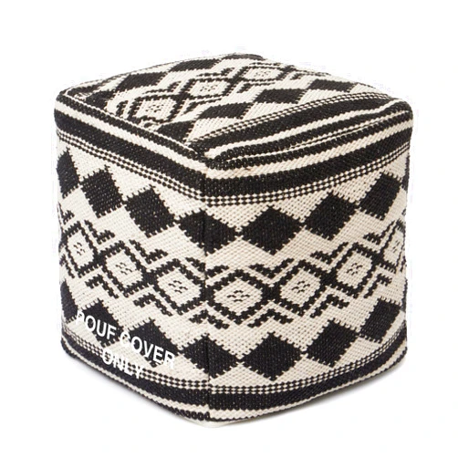 REDEARTH · UNSTUFFED Pouf Ottoman Cover Textured Cube Bean Bag Pouffe Footrest for Living Room, Bedroom, Nursery, Kidsroom; 100% Cotton(18