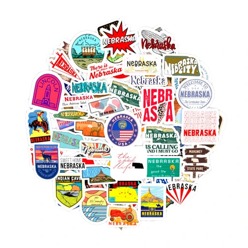 BulbaCraft Nebraska Stickers for Water Bottle and Laptop - State Souvenirs, Decorations & Gifts, Waterproof Vinyl Decals, Gifts for Women & Men