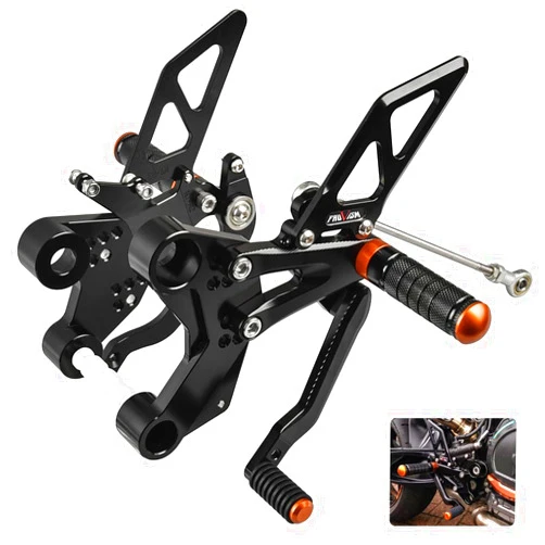 CHINGLAY CNC Adjustable footpeg system For 790 Duke 2018-2024 Rearset Duke 890 2020-2024 Motorcycle Footrest Rear Set Rests Duke790 2019 2020 Duke890 2021 2022 2023 Accessories (Black)