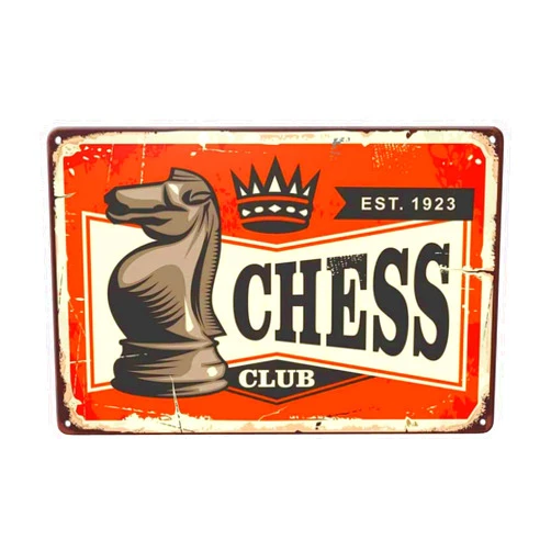 LOVEJIA Chess Club Sign Vintage Metal Tin Sign Wall Decor, Metal Signs Tin Signs for Bar Pub Club Man Cave 8 x12 inch (CTP-56)