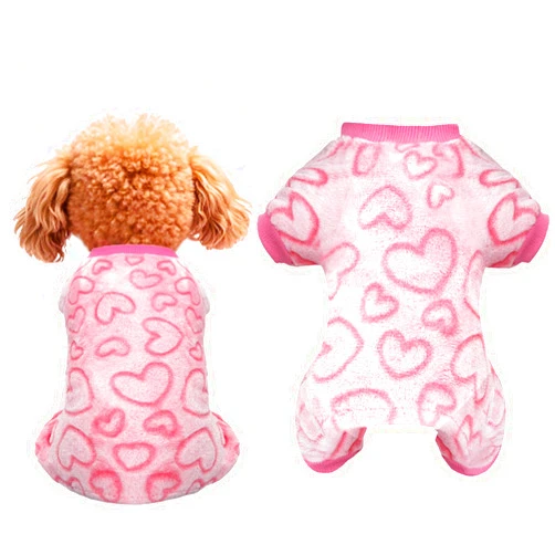 Dhthdrh Fleece Dog Pajamas Cute Dog Heart Pajamas Pet Jumpsuit Soft Warm Dog Winter Clothes for Small Medium Dogs Cats