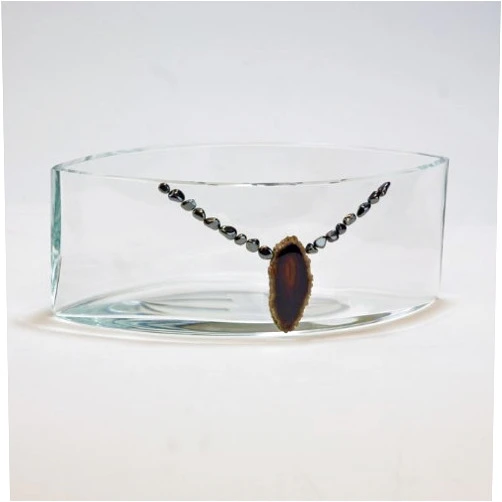 Polish Glass Glass Bowl - Agate & Oxide Stone Series, 7 inches Wide