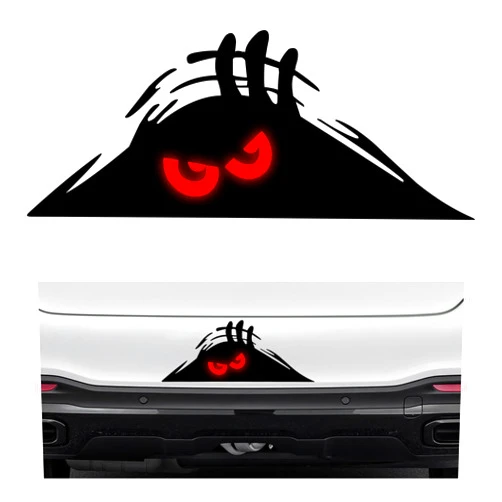 Yourkar Car Dune Monster Sticker, Funny Peeping Monster Auto Decals Cover Scratches, Reflective Waterproof Vinyl Vehicle Hide and Seek Monster Decal, Decorative Car Accessories