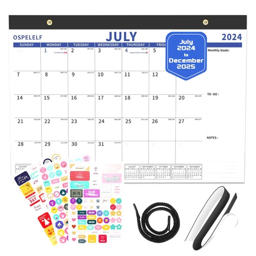 Ospelelf 2024-2025 Calendar Magnetic Desk Wall Desktop Monthly Planner from July 2024 to December 2025 Large To Do Pad with Plastic Cover for Office 17
