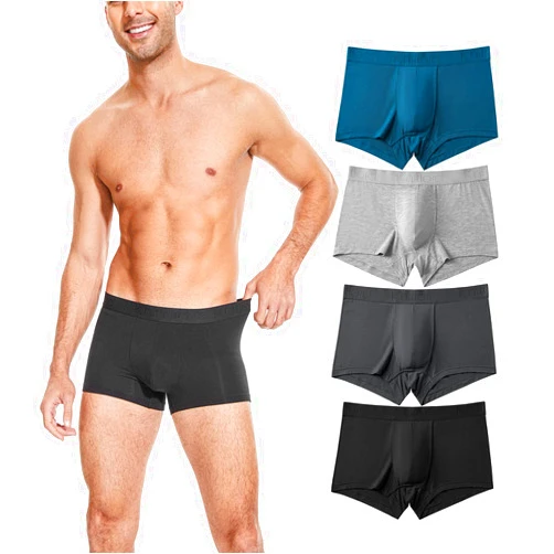 KNITLORD Men's Breathable Underwear Bamboo Boxer Briefs Short Leg Trunks 3 or 4 Pack