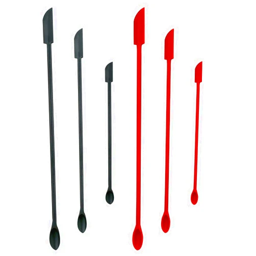 Yuntop 6 Pieces Silicone Spatula Set Mini Thin Jar Scraper Small Rubber Spatula for Makeup Beauty Products Tiny Spatulas Lotion Stirrer Kitchen Bottles Cosmetic Bottles (Red + Black)