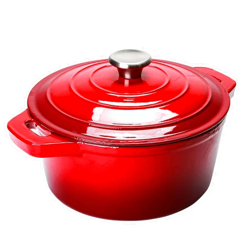 Puricon 5.5 Quart Enameled Cast Iron Dutch Oven with Lid, 5.5 QT Deep Round Dutch Oven Pot with Dual Handles -Red