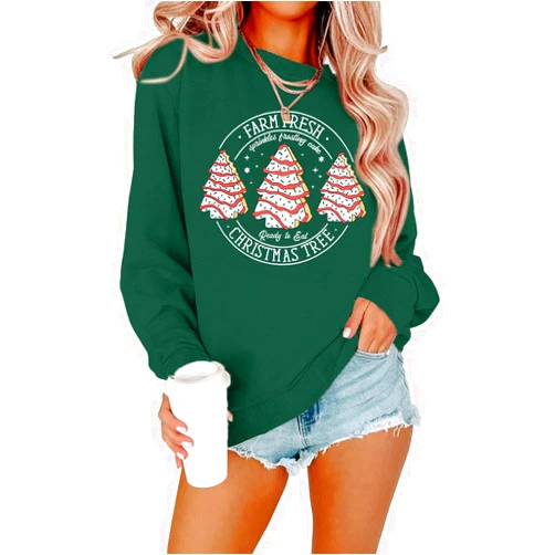 MOUSYA Merry Christmas Oversized Sweashirt Women Christmas Reindeer Sweaters Snowflake Graphic long Sleeve Pullover Tops