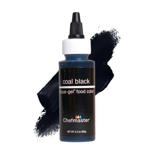 Chefmaster Coal Black Liqua-Gel® Food Coloring | Vibrant Color | Professional-Grade Dye for Icing, Frosting, Fondant | Baking & Decorating | Fade-Resistant | Easy-to-Use | Made in USA | 2.3 oz