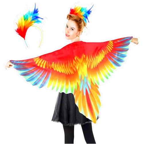 iROLEWIN Women Bird-Wings-Parrot-Costume for Adults Mardi Gras Feather Headband, Eagle Festival Cosplay as Birthday Gifts