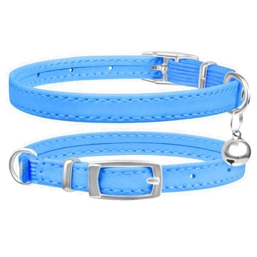 DAIHAQIKO Cat Collar with Bells,Kitten Collar for Boy & Girl Leather cat Collar Breakaway with Safety Elastic Strap (Neck Fit 8