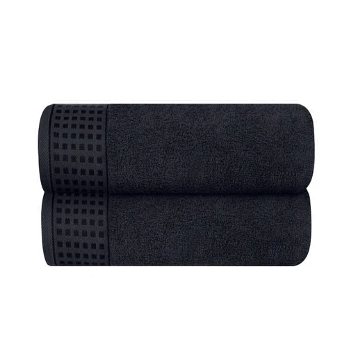 GLAMBURG 100% Cotton 2 Pack Oversized Bath Towel Set 28x55 Inches, Ultra Soft Highly Absorbant Compact Quickdry & Lightweight Large Bath Towels, Ideal for Gym Travel Camp Pool - Black