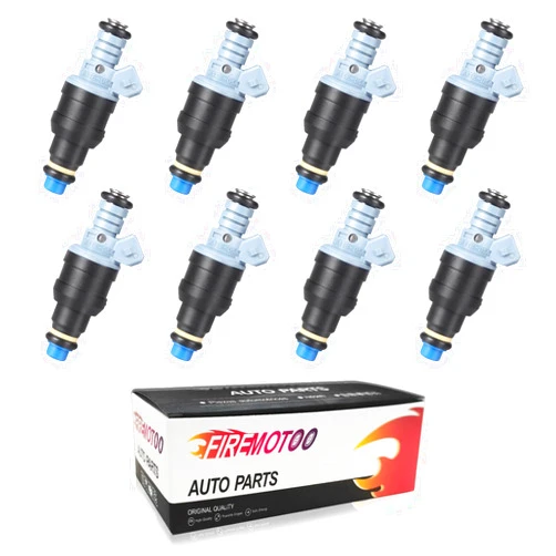 FIREMOTOO Fuel Injectors set of 8 Compatible with Ford F250 F350 Mustang Chevy Camaro Corvette Impala Pontiac Firebird Replace 0280150947 4 Holes