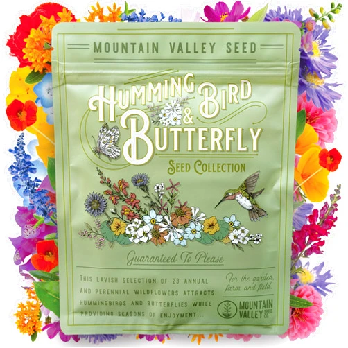 Mountain Valley Seed Company Wildflower Seeds Bulk, 2 Oz. 80,000+ Seeds, Butterfly and Hummingbird Seed Mix, 23 Non-GMO Varieties of Butterfly Garden Seeds for Planting - Hummingbird Flower Seeds, Butterfly Flower Seeds