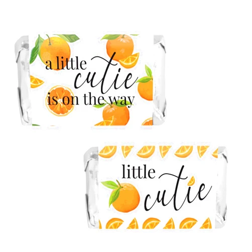 DISTINCTIVS Orange Little Cutie Baby Shower Favor Mini Candy Bar Stickers - 45 Count
