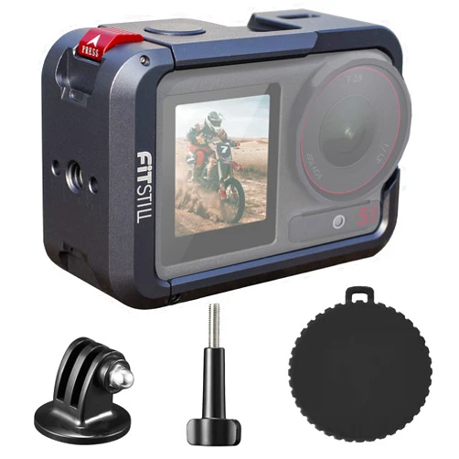 FitStill Aluminum Frame Cage Carrying Hard Shell Case Silicone Lens Cover Protective Compatible with DJI Osmo Action 5Pro Action 4 Action 3 Anti-Scratch Metal Housing Action 5 Pro/4/3 Accessories Kit