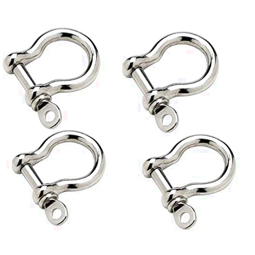 Marine Part Depot Four Marine Grade Stainless Steel Bow Shackles 1/4