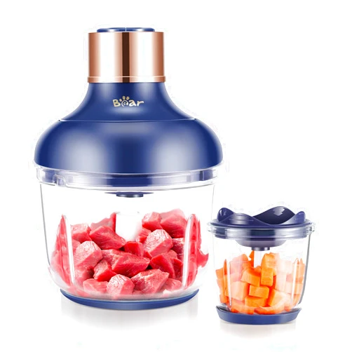 Bar Bear Food Processor, Electric Food Chopper with 2 Glass Bowls (8 Cup+2.5 Cup), 400W Power Grinder with 2 Sets Stainless Steel Blades, 2 Speed for Meat, Vegetables, and Baby Food