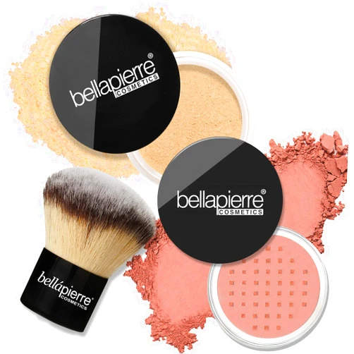 bellapierre Mineral Foundation & Blush Duo with Kabuki Brush | Oil, Talc, & Cruelty Free | Hypoallergenic & Safe for All Skin Types - 4 Grams - Cinnamon & Desert Rose