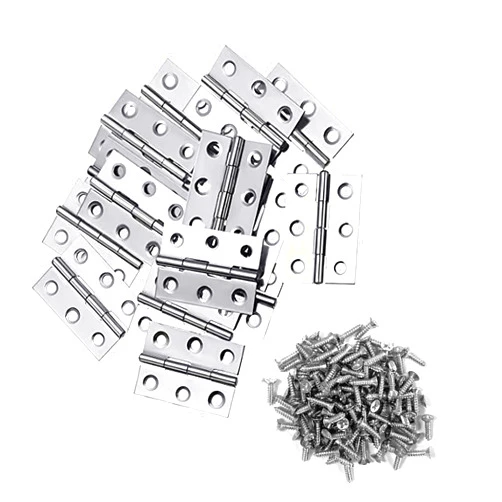QANQIUPLE 20Pcs 2 Inch Stainless Steel Folding Hings for Wooden Box Small Crafts or Lightweight Projects assigned 120 Screws (2 inch)