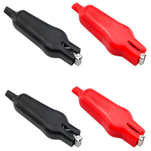 MTQY Insulated Alligator Clip 4PCS 20A Black and Red PVC Sheathed Crocodile Clamps Power Clamp Test Clips