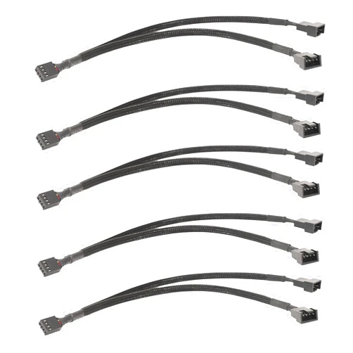 BUYMINERS.CA PC Fan Splitter Extension Cable - 1 to 2 PWM Fan Splitter Compatible with 3 & 4 Pin PC Cooling Fans, 10 inch Black Braided Nylon Cable (5 Pack)