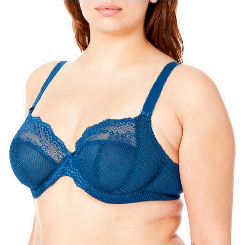 Elomi Women's Charley Stretch Plunge Bra: Stretch Lace & Mesh, Racerback Option. Low Plunge UK Sizes D-JJ, US Sizes D-N