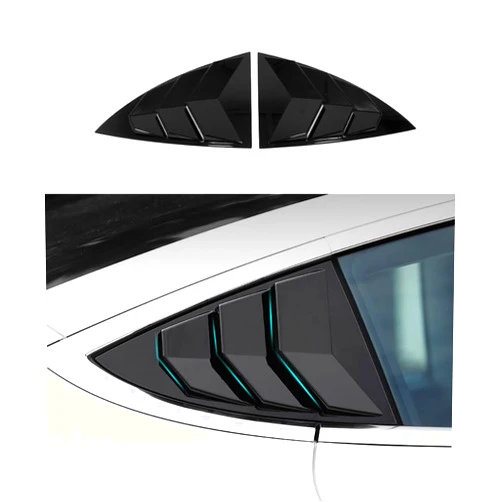 ANUNFRRE Car Accessories Fit for Tesla Model Y 2021 2022 2023 ABS Exterior Rear Side Window Vent Scoop Sun Shade Cover Trim 2PCS set (Glossy Black)