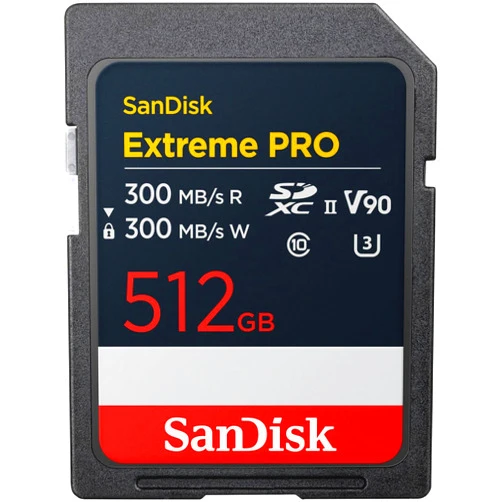 SanDisk 512GB Extreme PRO SDXC UHS-II Memory Card - Up to 300MB/s Read and Write speeds, V90, 8K, 4K UHD, SD Card - SDSDXDM-512G-GN4IN