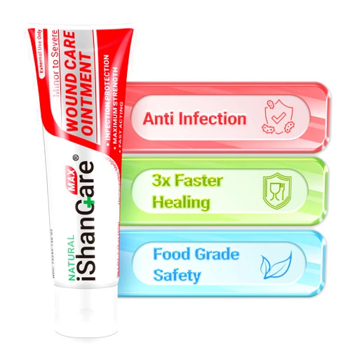 iShanCare® Wound Care Ointment - Maximum Healing for Cuts, Gash, Scratch, Stab, Traumas, Bite, Abrasions, Bed sores, Pressure Sores, Ulcers, Leg and Foot Wounds, Natural Wound Healing Ointment