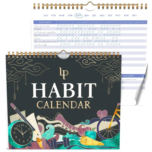 Legend Planner Legend Habit Calendar to Track Daily Habits – Motivational Tracker for Tracking Atomic Habits – 2 Years, Undated, 10x8” (Black)