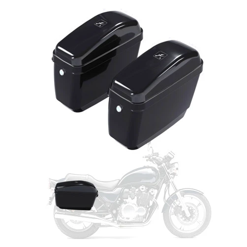 ECOTRIC Motorcycle Saddle Bags Compatible with Harley Davidson Honda Shadow Kawasaki Vulcan VN Saddle Bags Trunk Storage Carrier w/Mounting Kit Plastic Black