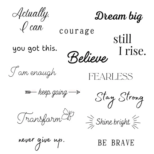 One Grace Believe Collection - Inspirational and Motivational Words Small Temporary Tattoos - Realistic Long Lasting Waterproof Black Mini Tattoos for Women and Men