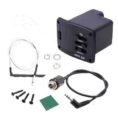 TUOREN Ukulele Pickup with Preamp UK-2000 2-Band EQ Equalizer Ukulele Piezo Pickup Violin Pickup and Preamp Tuner System 1 Set