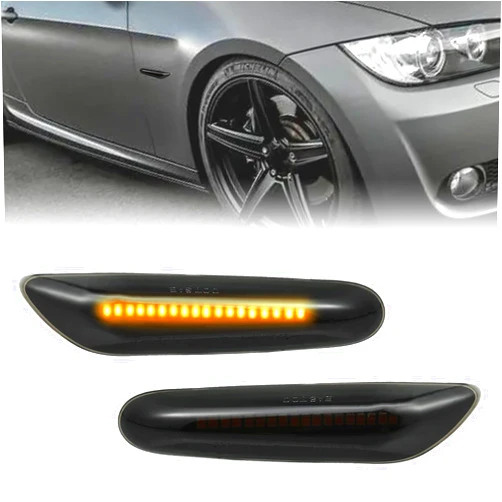 Stymart Sequential LED Side Marker Turn Signal Lights Compatible with BMW 1 3 5 Series E36 E46 E60 E87 E90 E92 X1 X3 63133418447 63133418448 Fender Side Marker Amber Light Assemblies Front Flowing LED Lamps