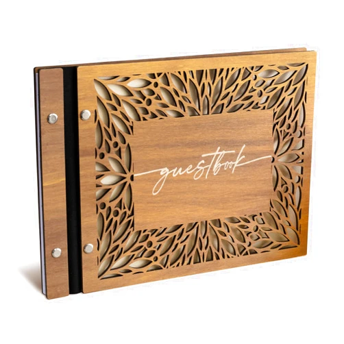 Heather & Willow Wooden Wedding Guest Book | Beautiful Wedding Guestbook, Baby Shower, Wedding Favors for Guests | Rustic Wedding Planner & Registry, Wedding Decorations for Reception | Photo Book for Polaroid