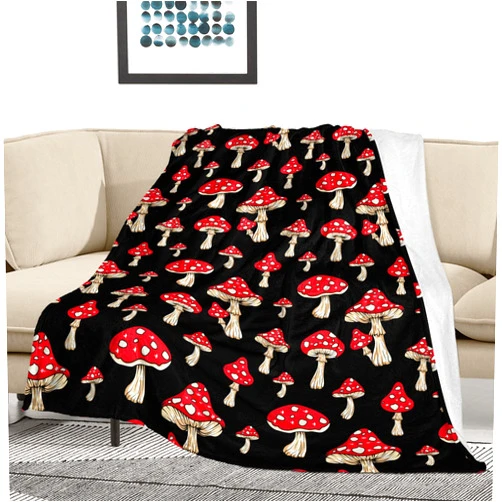 OHOIT Mushroom Decor Gifts for Kids Women Mushroom Lovers Throw Blanket Lightweight Cozy Plush Blanket Mushroom Decor Blanket for Couch Bedroom Living Rooms Sofa