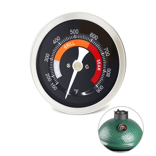 WEMEIKIT 3.3” Large Thermometer Replacement for Big Green Egg Grill, Accurate Temp Gauge Probe w/Recalibrated Function, Waterproof Temperature Gauge for BGE Accessories, SUS304 Stainless Steel Dome Thermostat