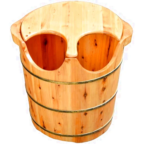 LOKOO Footbath,Oak Foot Bath Barre,Smooth and Delicate Pedicure Barrels for Soaking Feet Spa Wooden Tub Foot Care with Lid Foot Spa Bath Massager