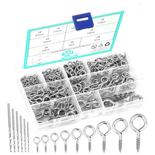 MAPVOLUT 306 PCS Eye Hooks Screws Assortment Kit, (0.6