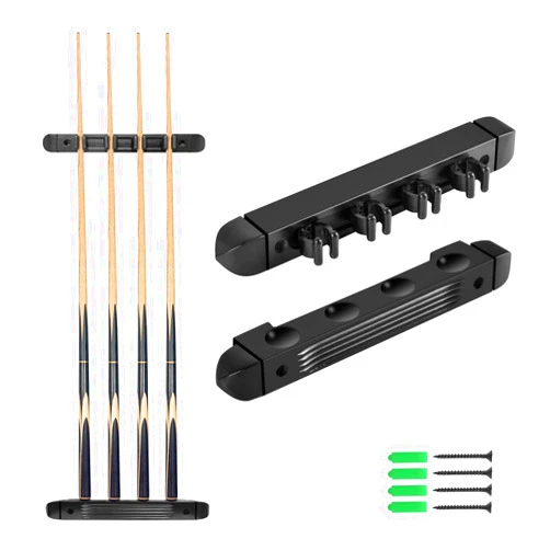 MoyanSuper Pool Cue Rack Wall Mounted Rack Billiard/Pool Cue Wall Rack Cue Rest Cue Stick Holder (Black / 4 Cues)