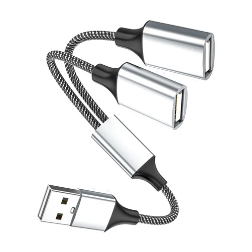 Fidioto USB A Splitter, USB A Male to 2 Female USB Y Splitter, USB Splitter 1 in 2 Out Support Charging and Data Transfer for Printer/USB Keyboard/Flash Drive/PlayStation/Laptop/LED Etc