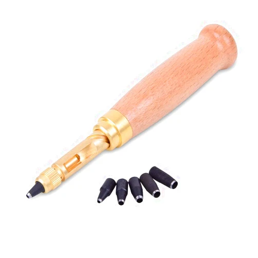 Killer's Instinct Outdoors Japanese Screw Punch Auto Leather Tool Book Drill 6 Tips Sizes 1.5-4mm for Sewing Leather Paper Craft Adjustable Screw Hole Punch Bookbinding Tool