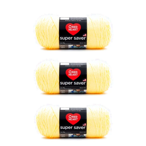 Red Heart Super Saver Lemon Yarn - 3 Pack of 198g/7oz - Acrylic - 4 Medium (Worsted) - 364 Yards - Knitting/Crochet
