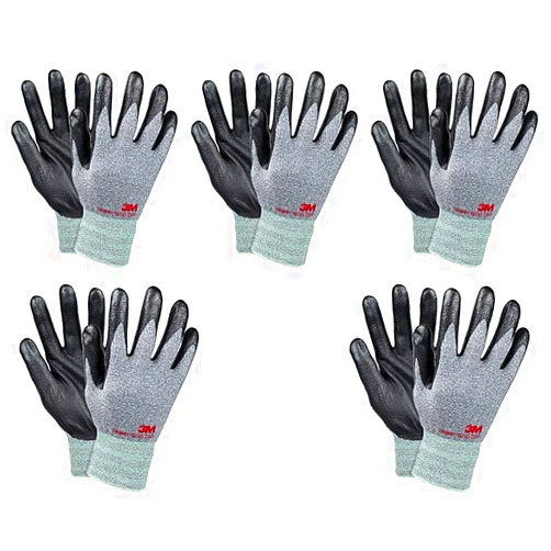 3M Comfortable Grip Nitrile Foam Coated Gardening Work Gloves(5pk) (Large, Grey)