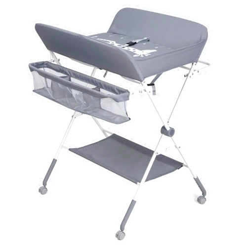 Wwuiuiww Baby Portable Diaper Changing Table, Foldable Changing Table for Baby with Wheels, Baby Diaper Changing Station with Adjustable Height, Portable Changing Table (Gray)