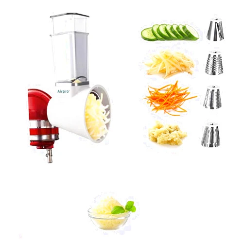 Airpro Slicer/Shredder Attachments for KitchenAid Stand Mixers, Food Slicers Cheese Grater Attachment, Salad Maker Accessory Vegetable Chopper with 4 Blades Dishwasher Safe